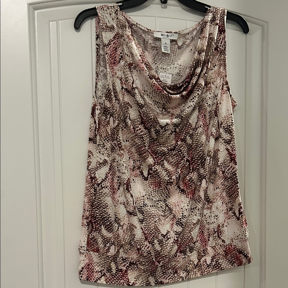 White House Black Market Neutral Multi Draped Cowl Neck Sleeveless Tank